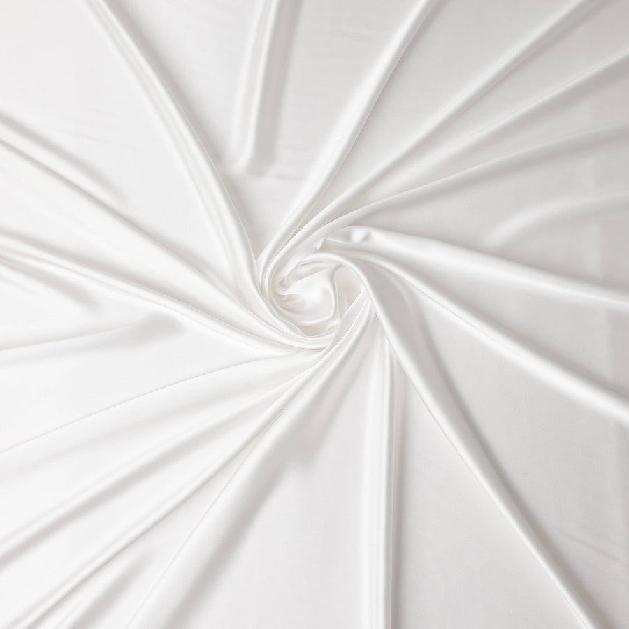 Ivory White Plain Pure Synthetic Crepe Satin Fabric 140cm