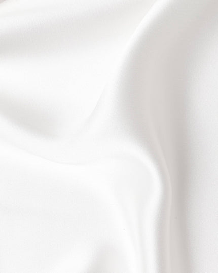 Ivory White Plain Pure Synthetic Crepe Satin Fabric 140cm