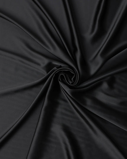 Coal Black Plain Pure Synthetic Crepe Satin Fabric 140cm