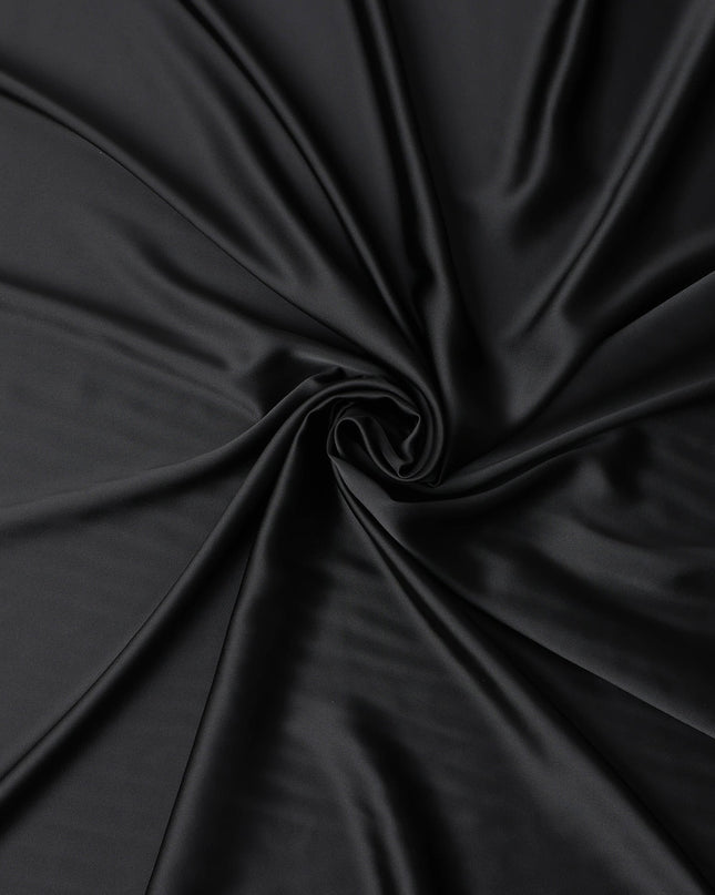 Coal Black Plain Pure Synthetic Crepe Satin Fabric 140cm