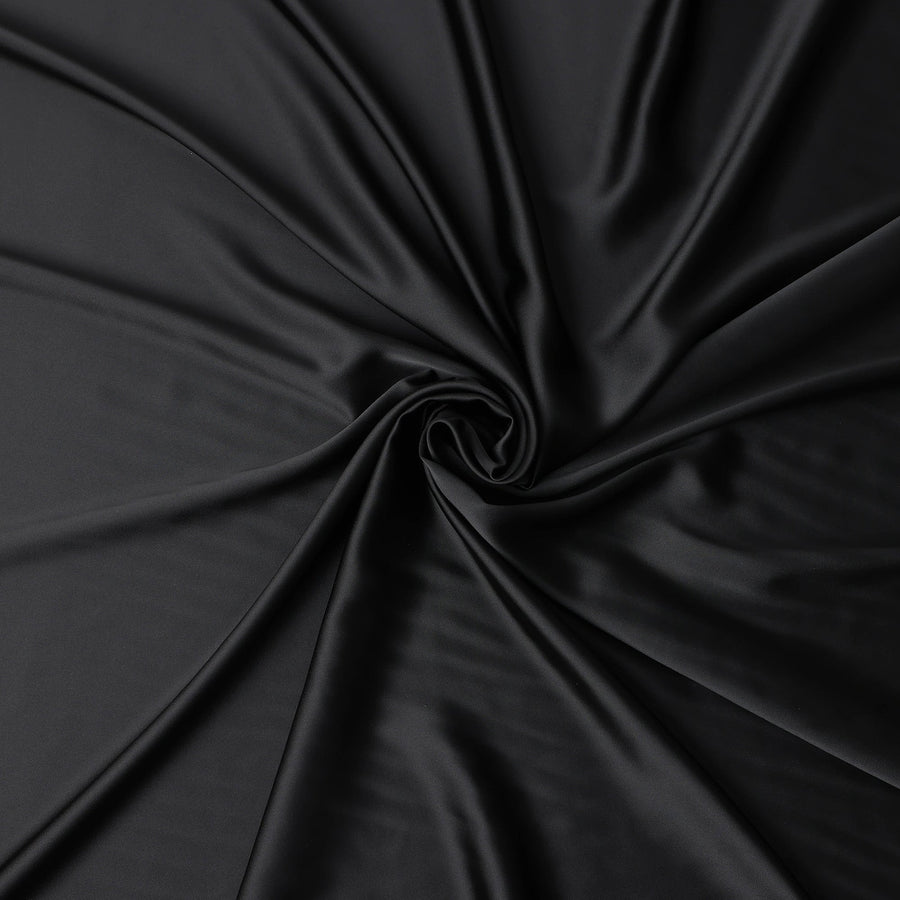 Coal Black Plain Pure Synthetic Crepe Satin Fabric 140cm