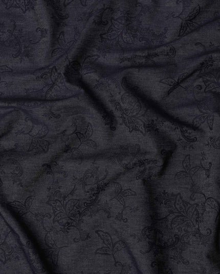 Raven Black Paisley Suiting Fabric