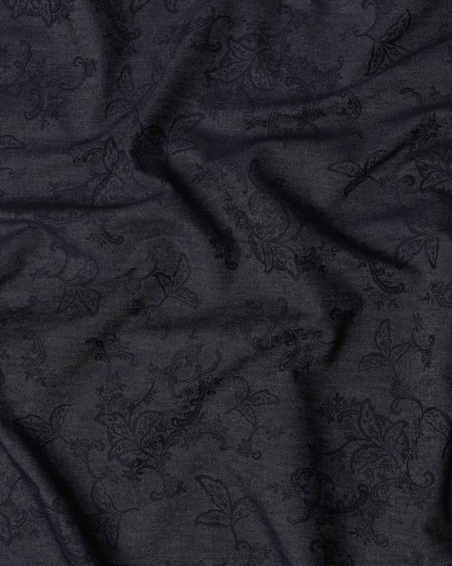 Raven Black Paisley Suiting Fabric