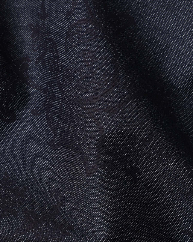 Raven Black Paisley Suiting Fabric