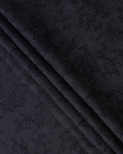 Raven Black Paisley Suiting Fabric