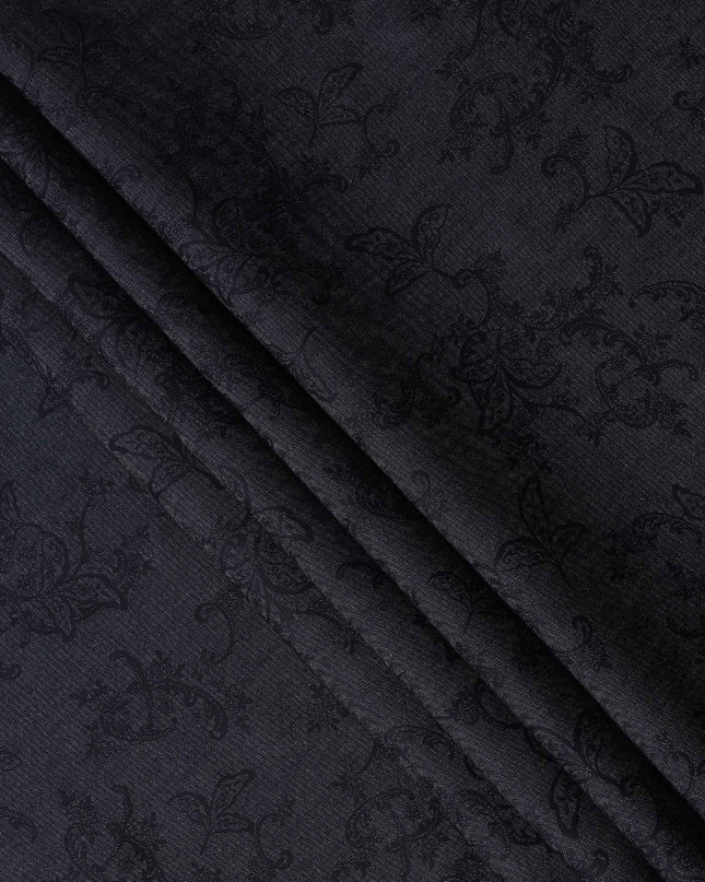 Raven Black Paisley Suiting Fabric