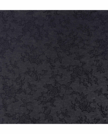 Raven Black Paisley Suiting Fabric