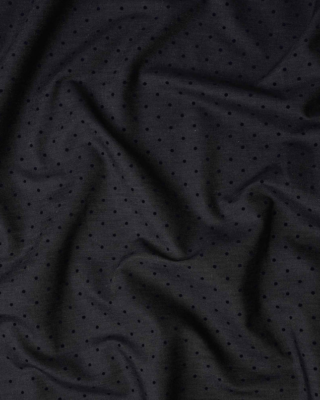 Onyx Black Polka Dot Suiting Fabric