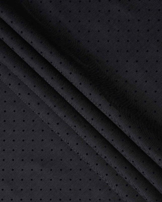 Onyx Black Polka Dot Suiting Fabric