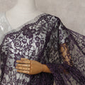 Plum Purple French Chantilly Lace Saree
