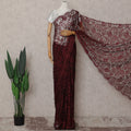 Wine Red French Chantilly Lace Saree