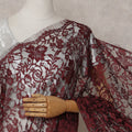Wine Red French Chantilly Lace Saree