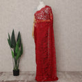 Scarlet Red Chantilly Lace Saree - D31651