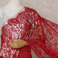 Scarlet Red Chantilly Lace Saree - D31651