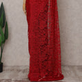 Scarlet Red Chantilly Lace Saree - D31651