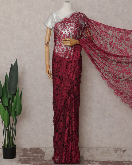 Fuchsia Pink Chantilly Lace Saree | Regal Fabrics