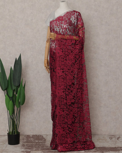 Fuchsia Pink Chantilly Lace Saree | Regal Fabrics