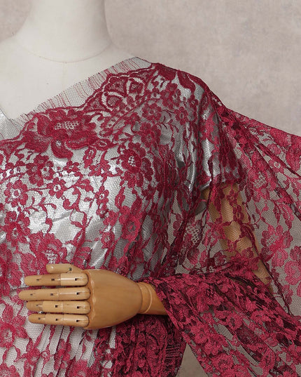 Fuchsia Pink Chantilly Lace Saree | Regal Fabrics