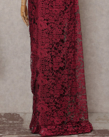 Fuchsia Pink Chantilly Lace Saree | Regal Fabrics