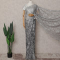 Silver Grey Chantilly Lace Saree | Regal Fabrics