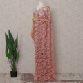 Salmon Coral Pink French Chantilly Lace Saree 5.5m