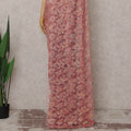 Salmon Coral Pink French Chantilly Lace Saree 5.5m