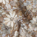 Caramel Brown Floral Satin Fabric 110cm
