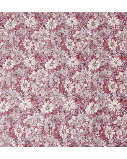 Rose Pink Floral Satin Fabric 110cm