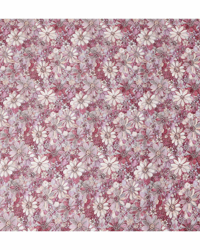 Rose Pink Floral Satin Fabric 110cm