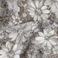 Taupe Grey Floral Satin Fabric 110cm