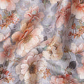 Lavender Grey Floral Satin Fabric 110cm