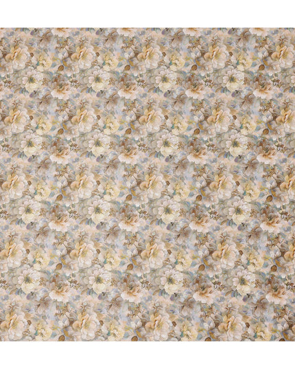 Champagne Beige Floral Satin Fabric 110cm