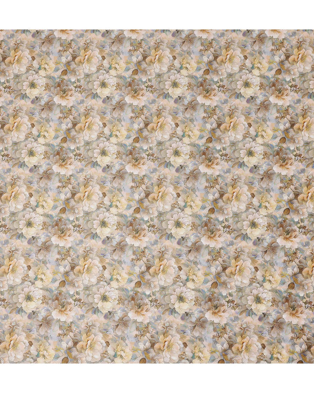 Champagne Beige Floral Satin Fabric 110cm