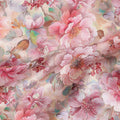 Blush Pink Floral Satin Fabric 110cm