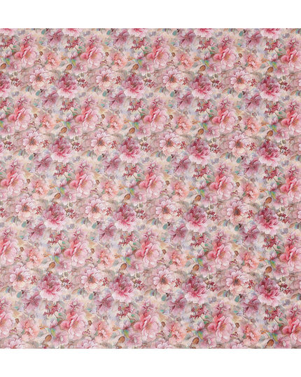 Blush Pink Floral Satin Fabric 110cm
