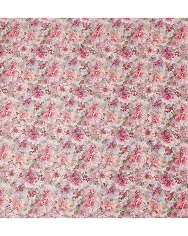 Blush Pink Floral Satin Fabric 110cm