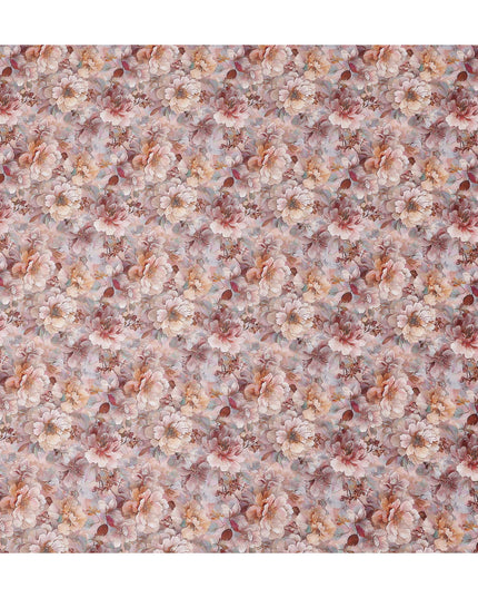 Dusty Rose Floral Satin Fabric 110cm