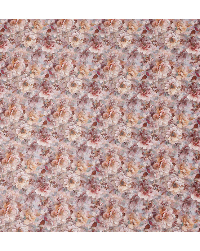 Dusty Rose Floral Satin Fabric 110cm