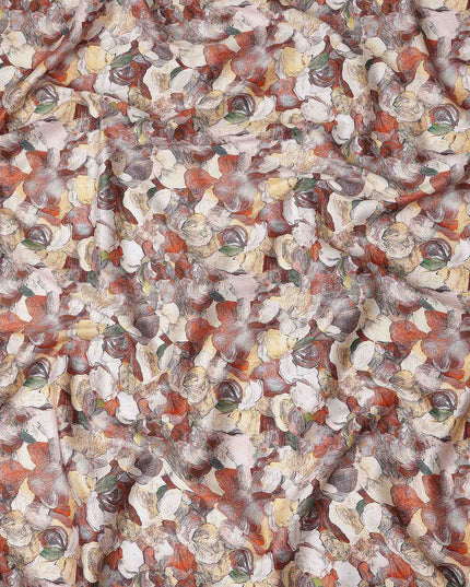 Terracotta Rust Abstract Satin Fabric 110cm