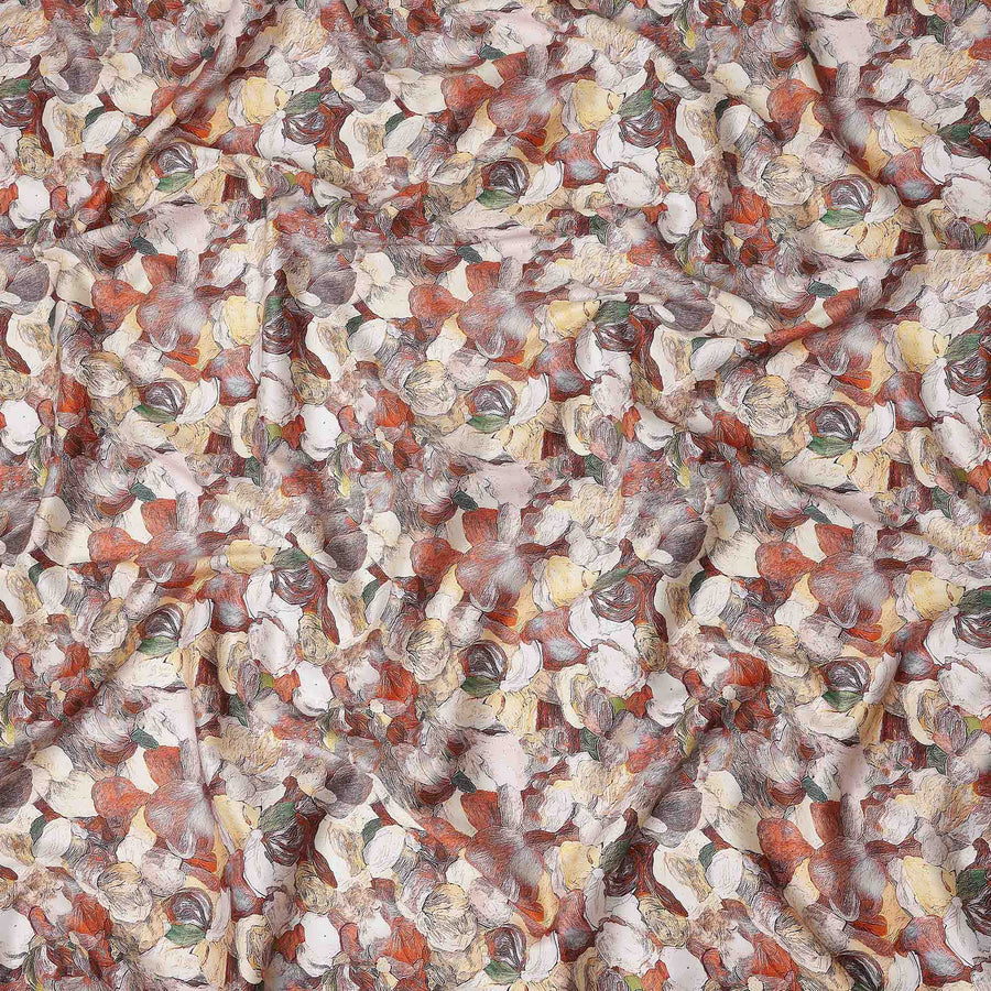 Terracotta Rust Abstract Satin Fabric 110cm