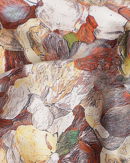 Terracotta Rust Abstract Satin Fabric 110cm