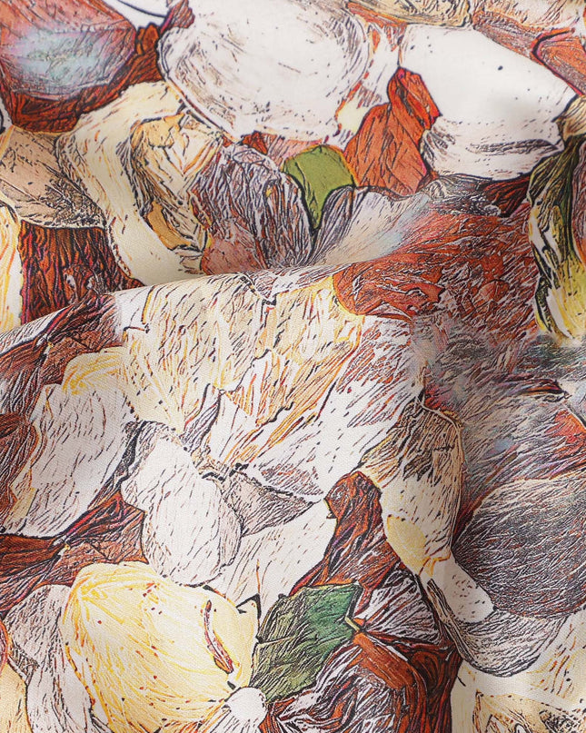 Terracotta Rust Abstract Satin Fabric 110cm