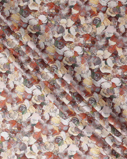 Terracotta Rust Abstract Satin Fabric 110cm