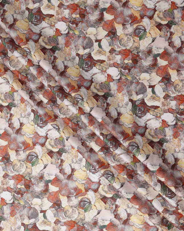 Terracotta Rust Abstract Satin Fabric 110cm