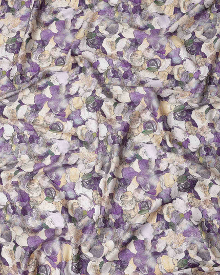 Violet Purple Abstract Satin Fabric 110cm