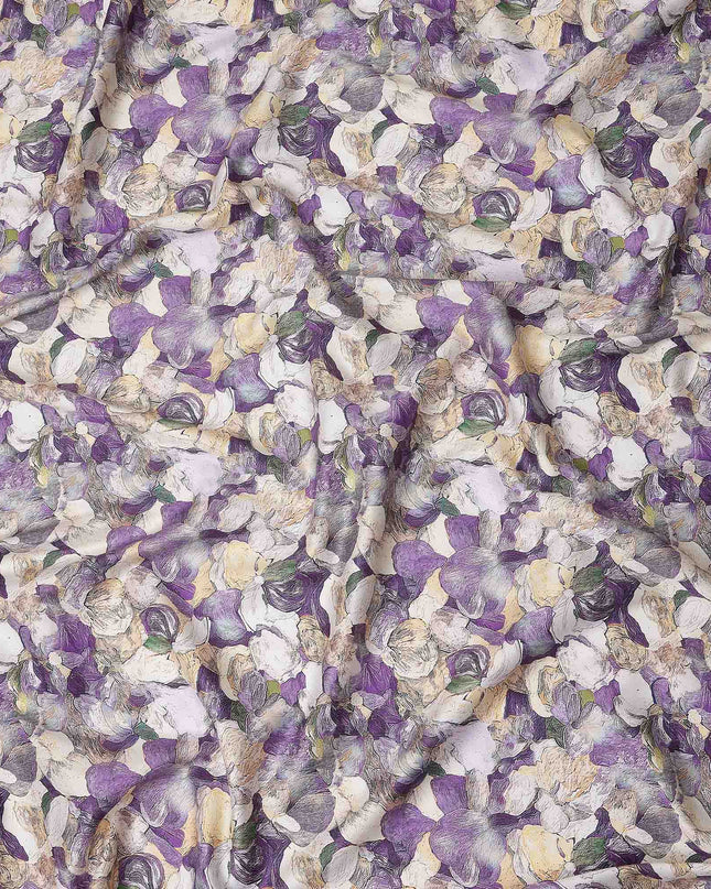 Violet Purple Abstract Satin Fabric 110cm