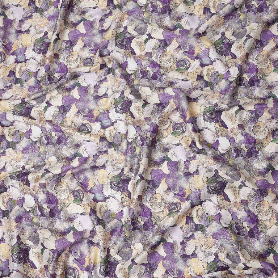 Violet Purple Abstract Satin Fabric 110cm