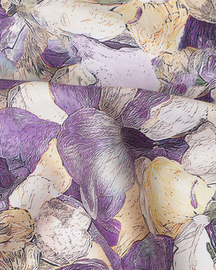 Violet Purple Abstract Satin Fabric 110cm