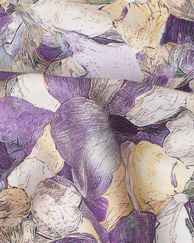Violet Purple Abstract Satin Fabric 110cm