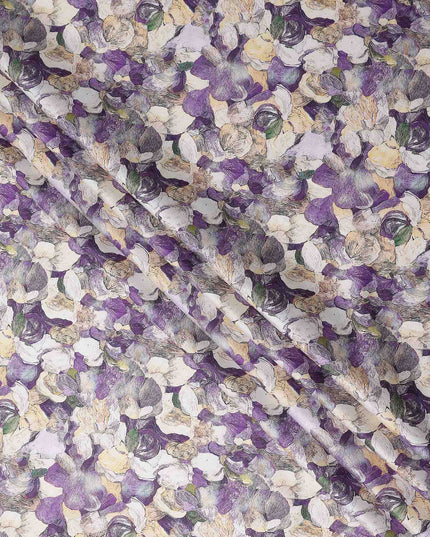 Violet Purple Abstract Satin Fabric 110cm